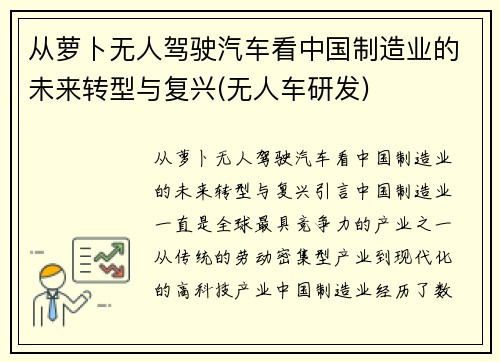 从萝卜无人驾驶汽车看中国制造业的未来转型与复兴(无人车研发)